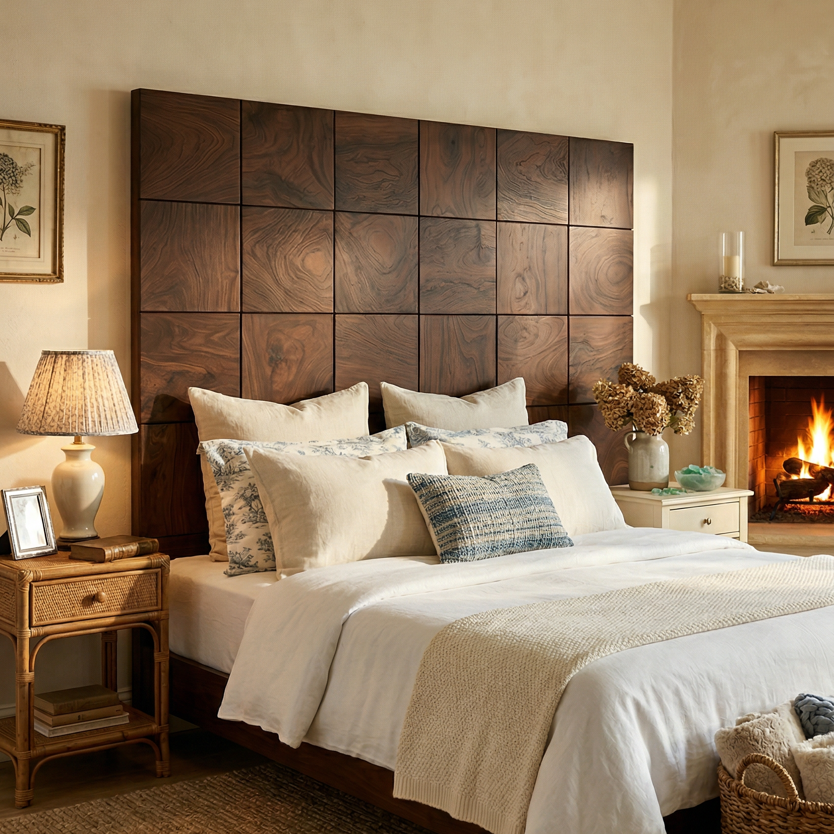 Rustic Square Panel Headboard For Modern Farmhouse Bedroom Decor SILDTTRHB004