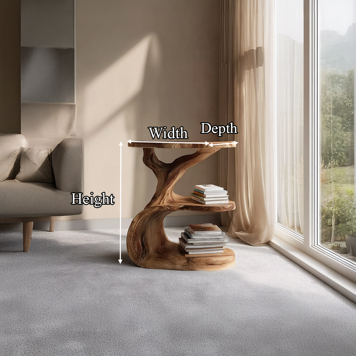 Free Standing Rustic Tree End Table Guest Room SINLSABT089
