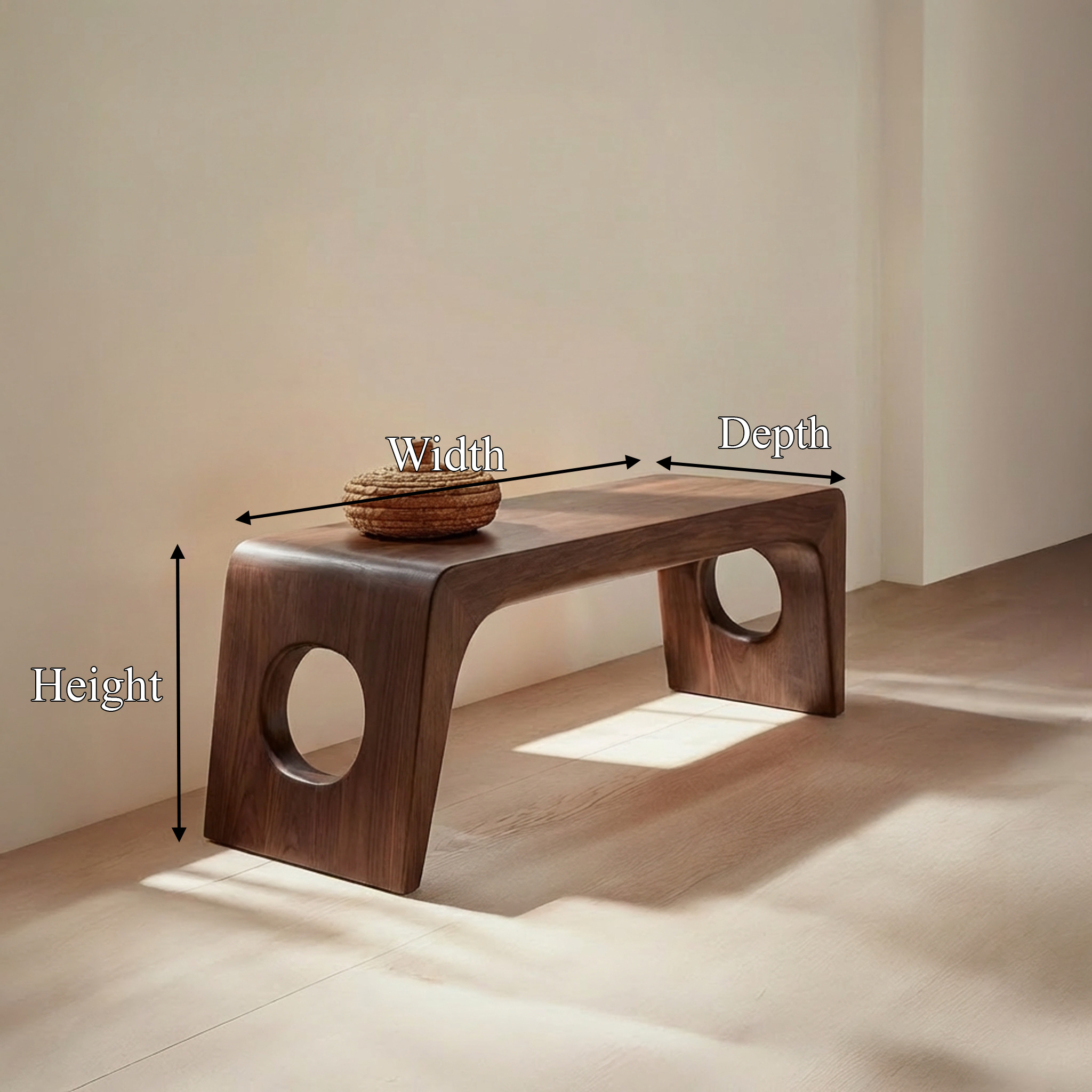 Rustic Minimal Sculptural Bench For Living Room And Hallway SINLSARS080