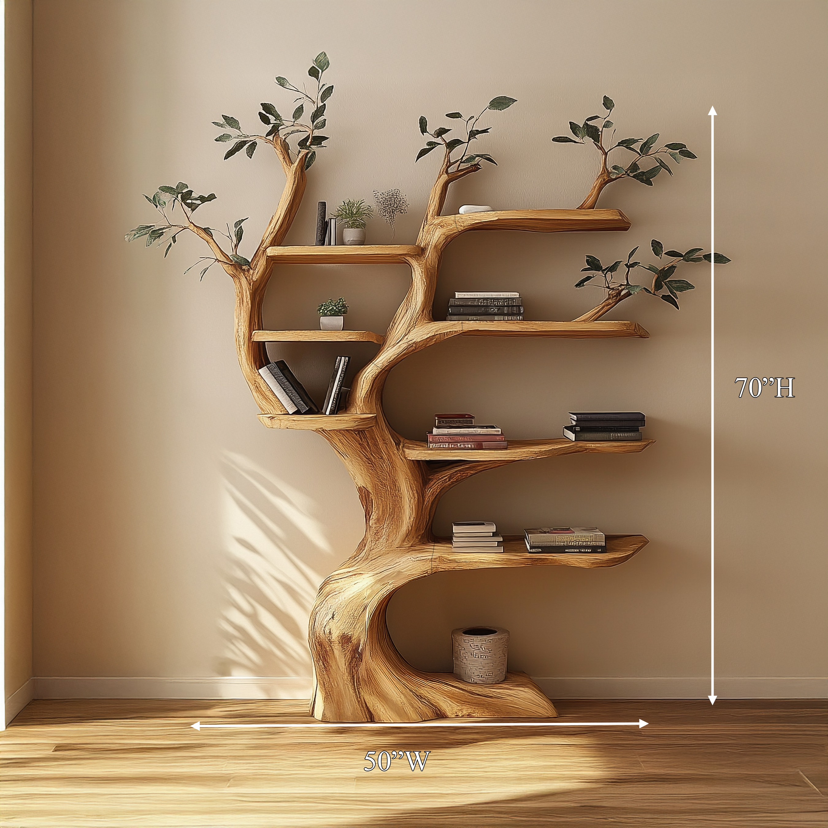 Handcrafted Tree Storage Shelf Living Room Interior Statement Decor SINLSATB642