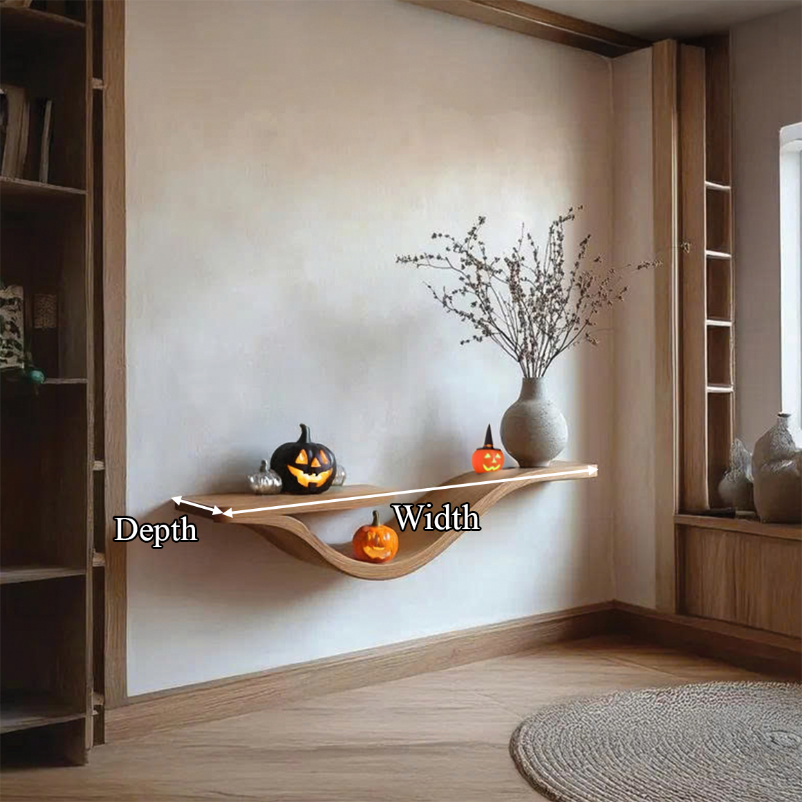 Mid Century Halloween Curved Shelf Bedroom SINLSAHW015