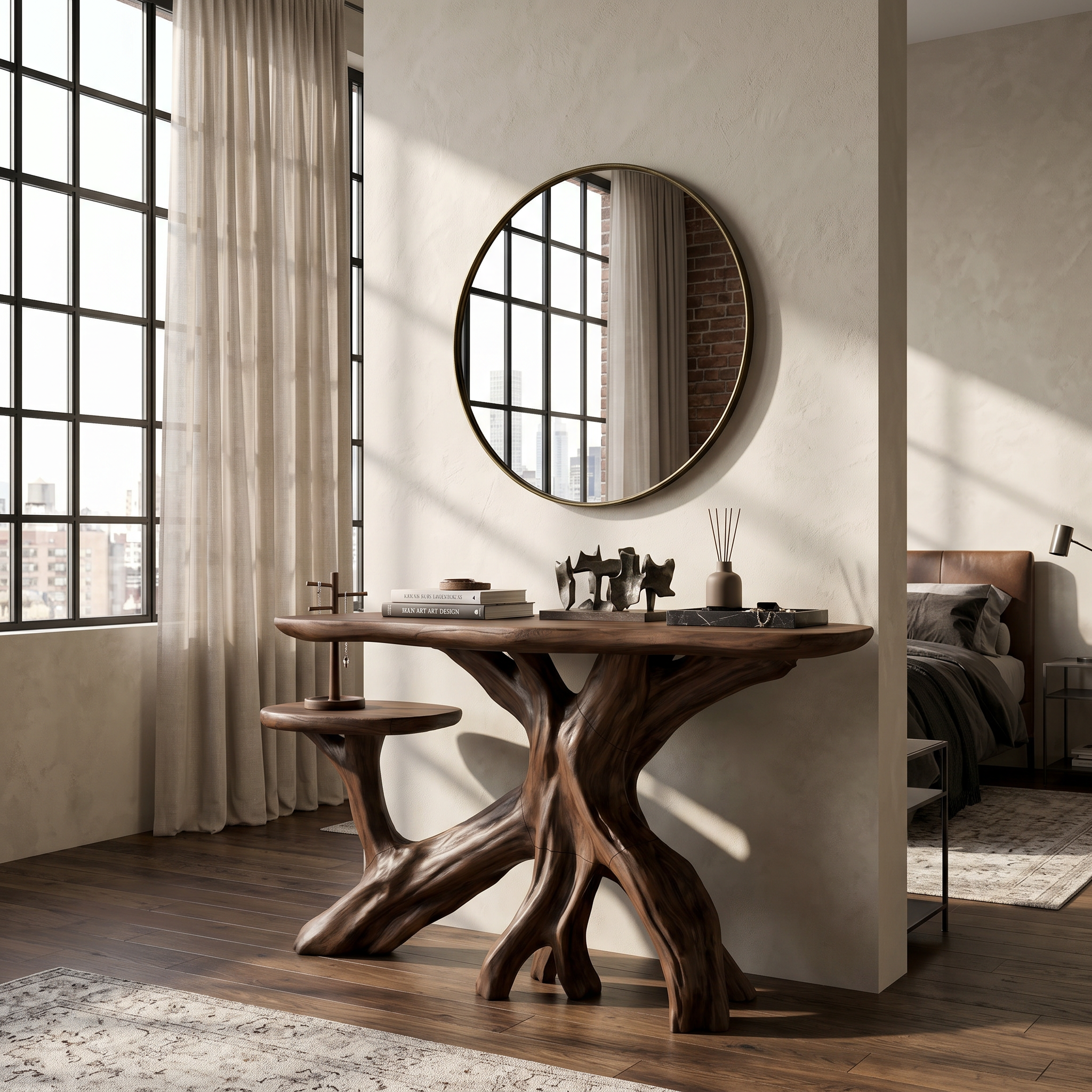 Japandi Zen Wood Console Table For Bedroom Interior SILDTTRCS069