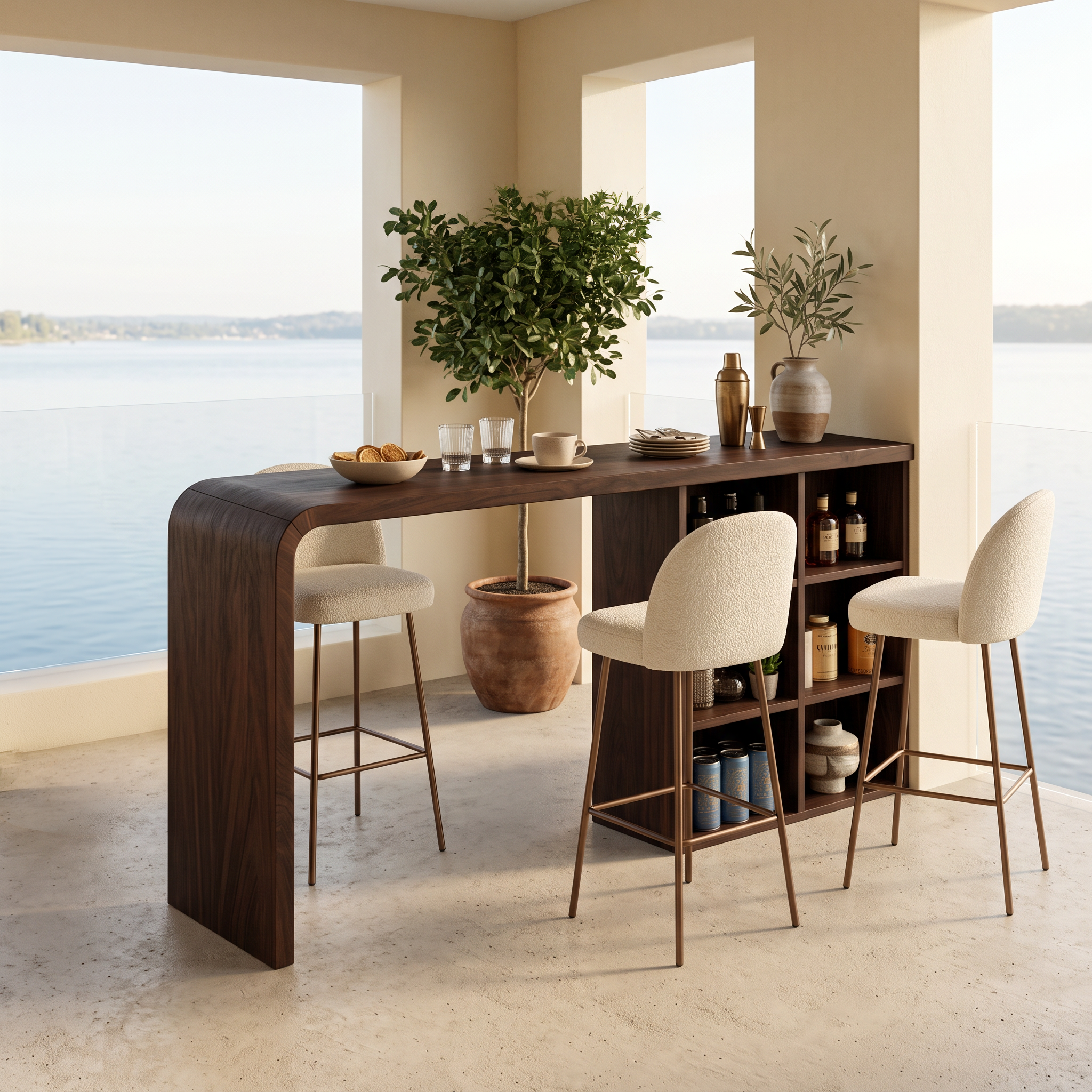 Modern Wooden Bar Table With Storage For Kitchen Or Home Mini Bar SITHTTBTA003