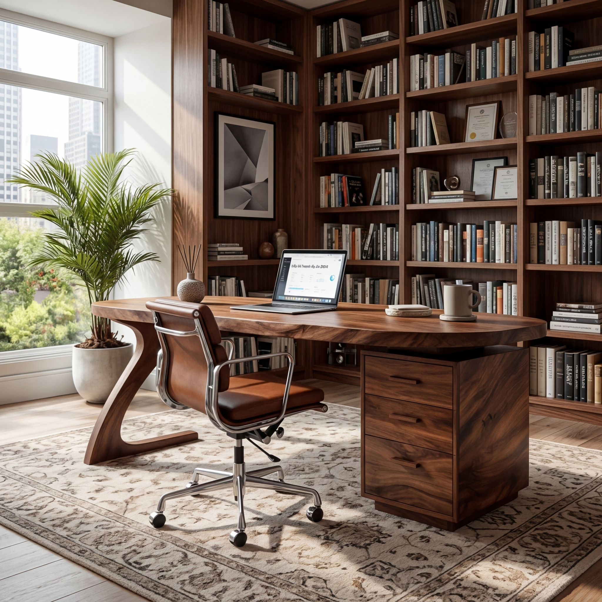 Modern Wooden Desk With Storage Drawers For Home Office RTTHTTDE070