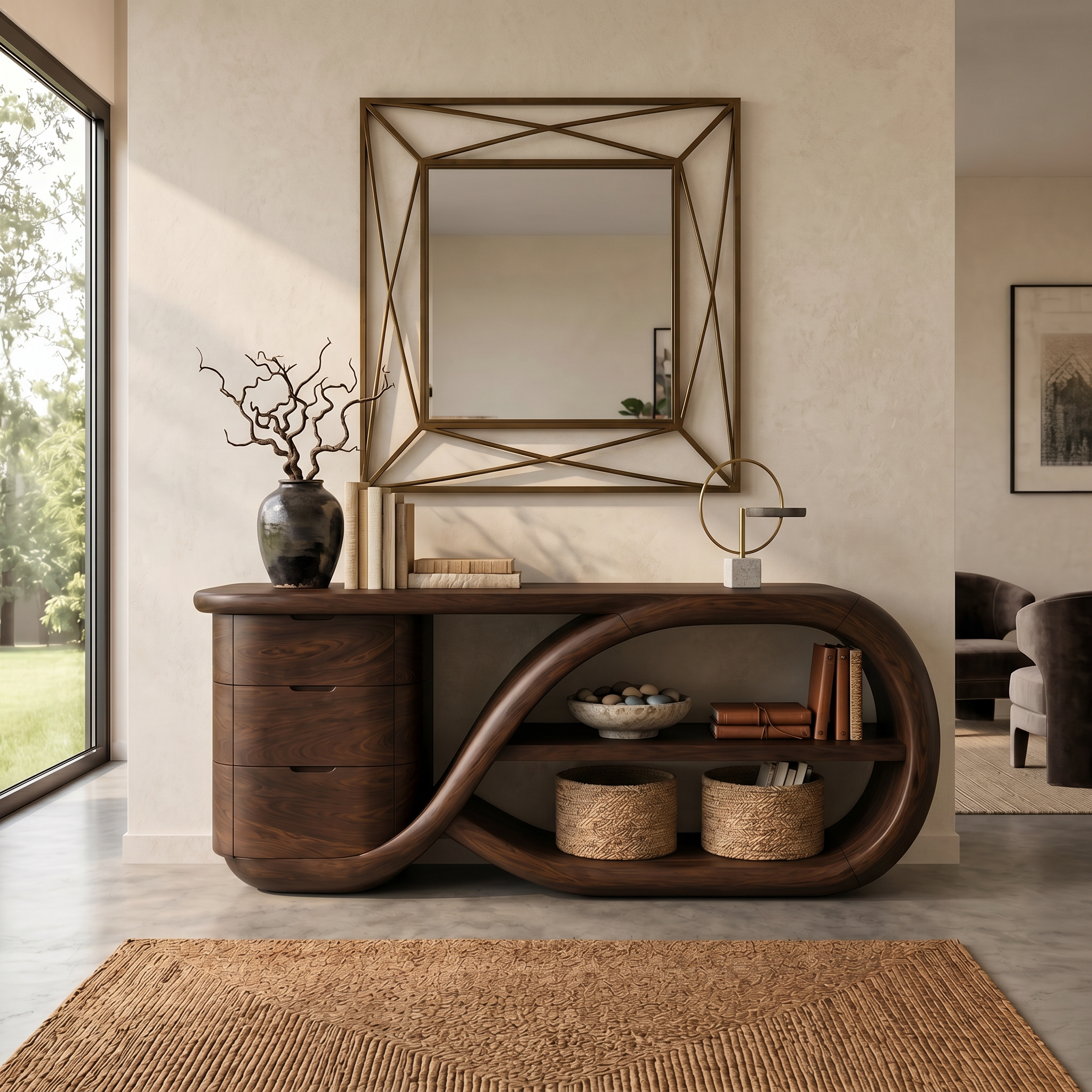 Modern Cross Base Console Table Luxury Hallway SILDTTRCS108