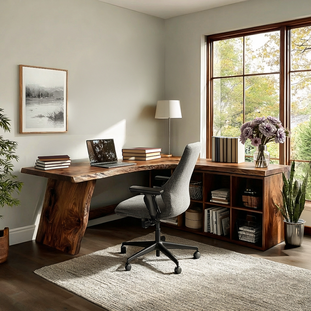 Minimalist Wooden Desk With Storage For Home Workspace RTTHTTDE073