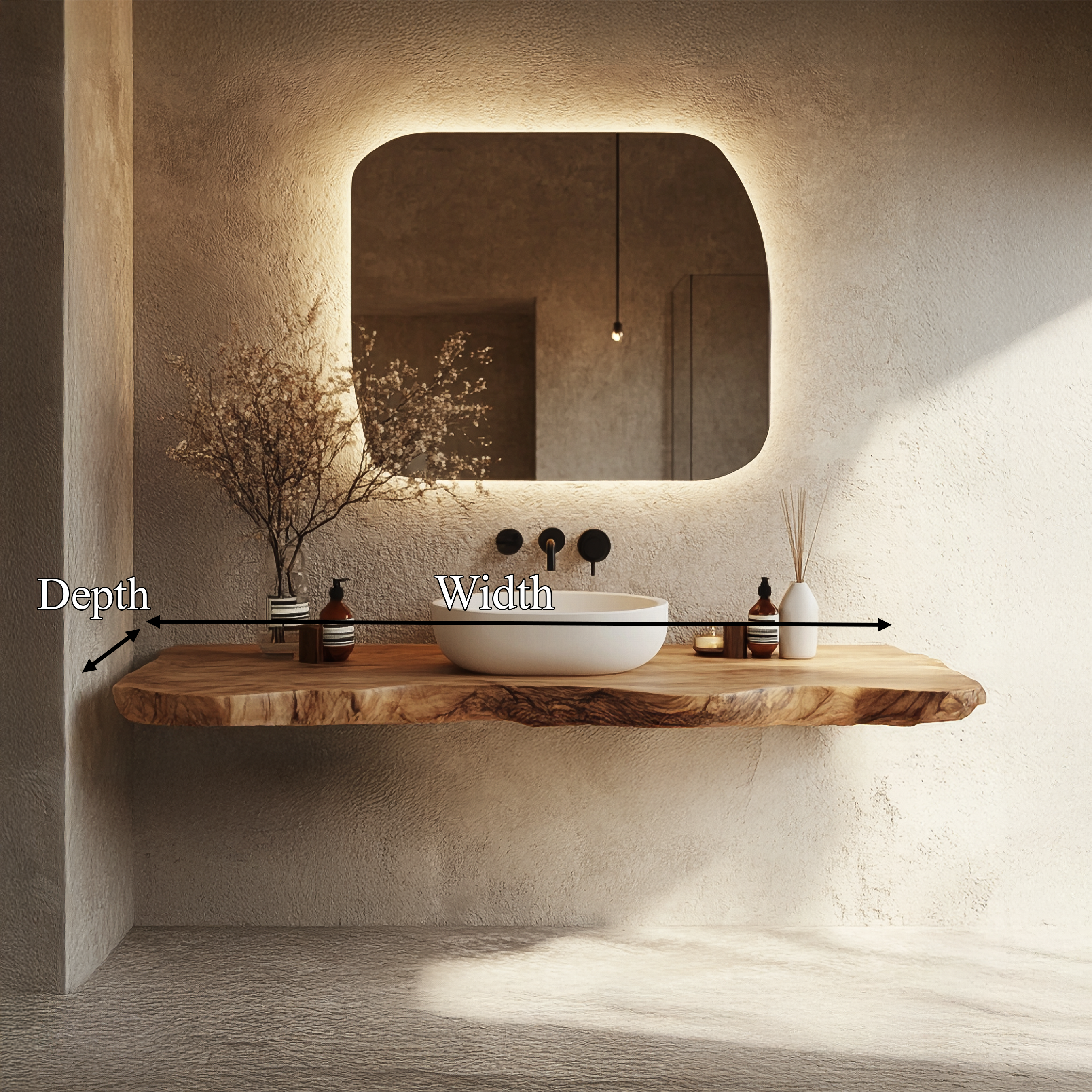 Bathroom Vanity Wall Floating Console Live Edge Shelf SINLSABRV264