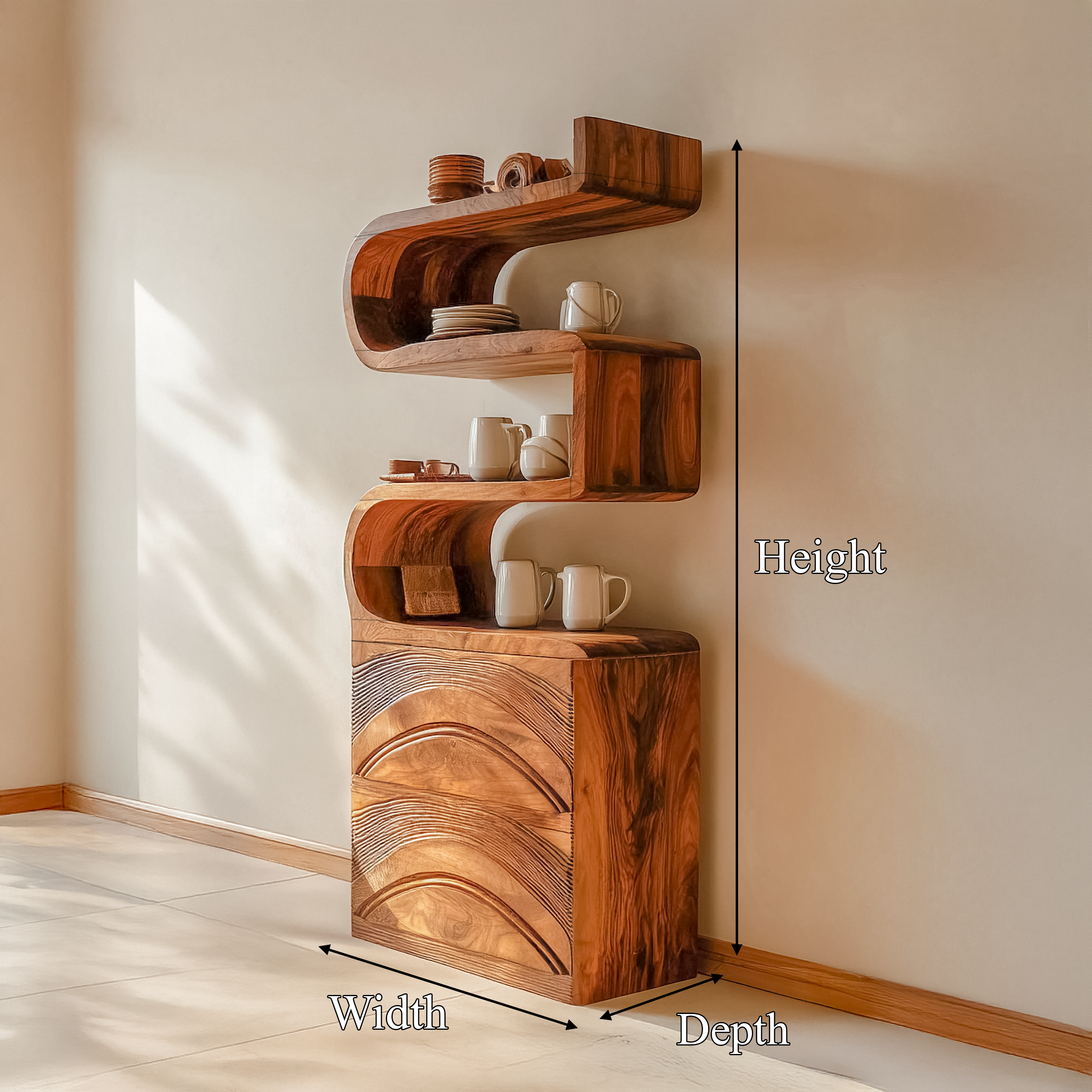 Organic Modern Cabinet Shelf Unit For Living Room And Study SINLSASC440