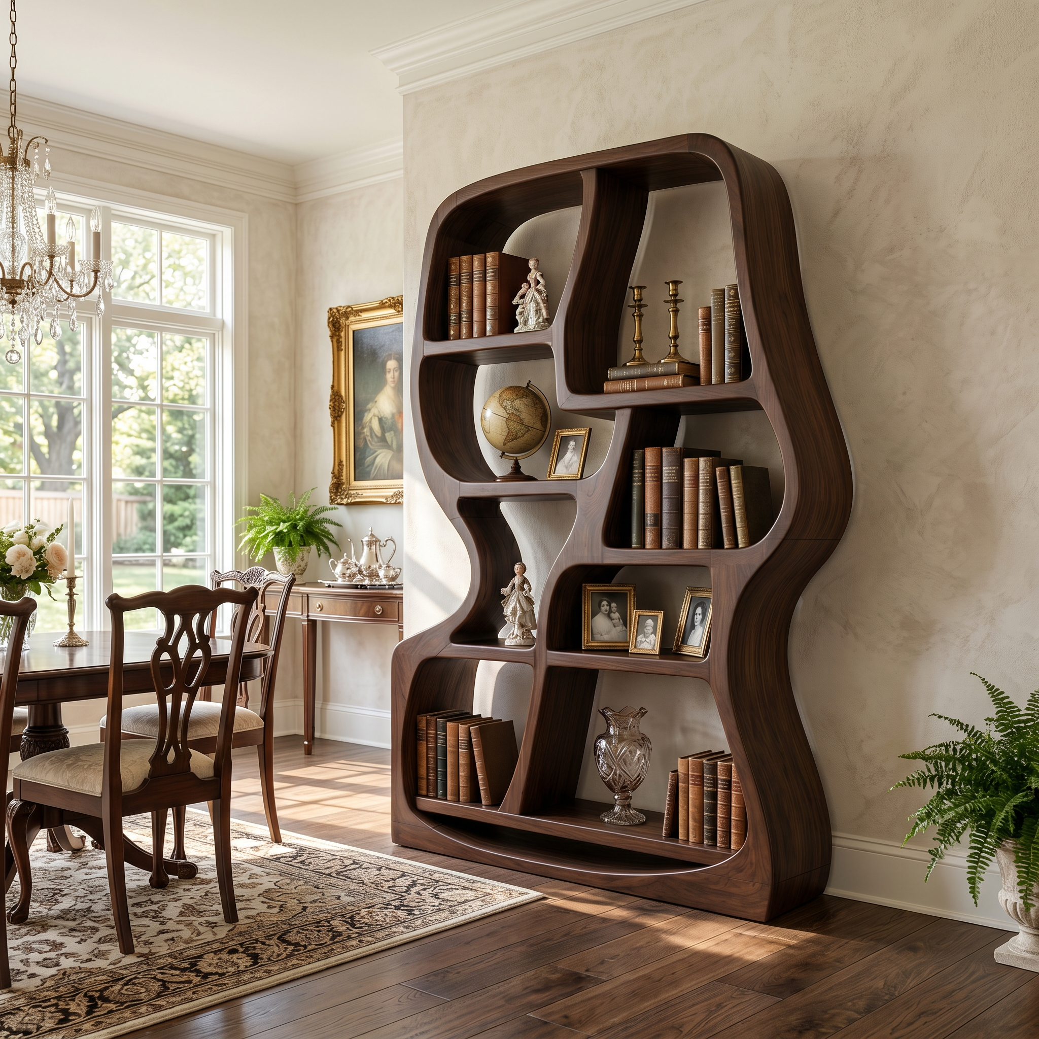 Modern Sculptural Bookshelf For Home Library Display SILDTTNBS037