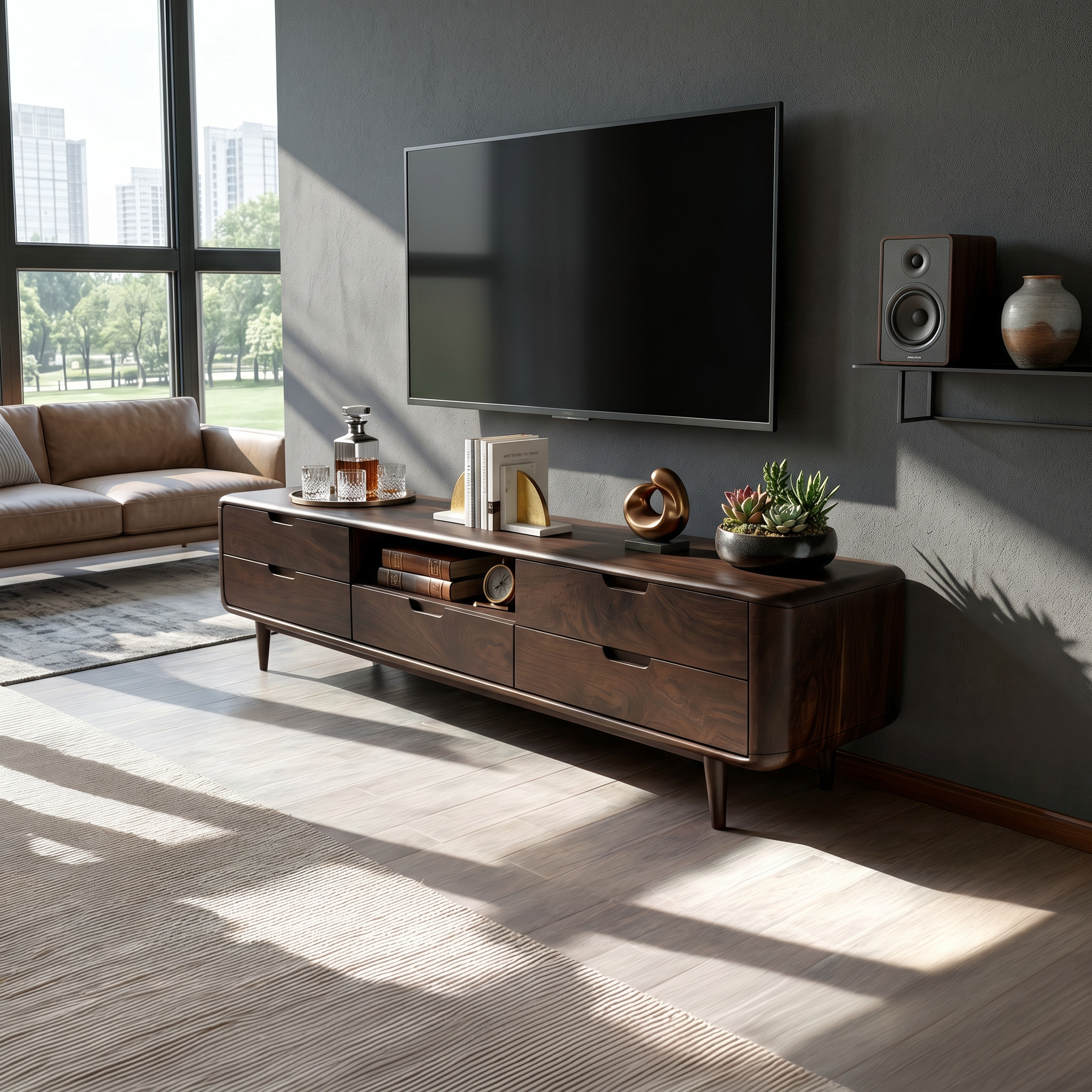 Japanese Zen TV Stand For Wabi Sabi Interior Design SILDTTRTVC094