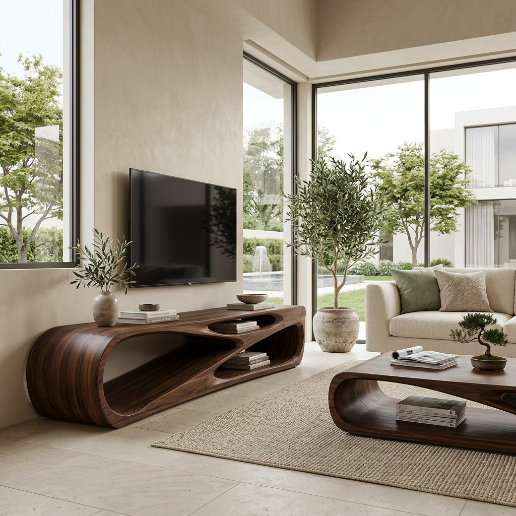 Contemporary Natural Wood Media Console For Living Room Decor RTTHHNTVC105