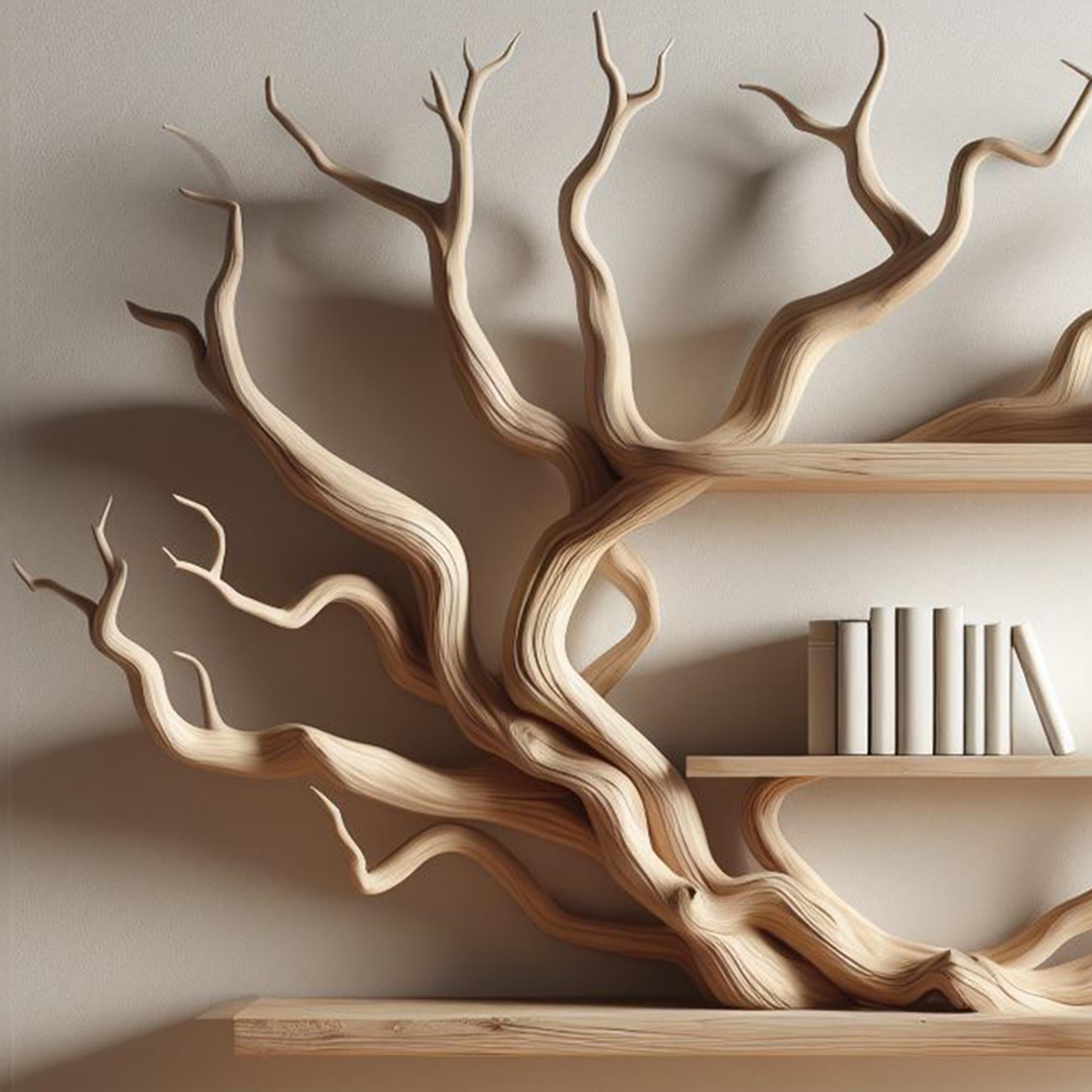 Tree Branch Floating Corner Shelf Mini Bookcase Driftwood SINLTB130