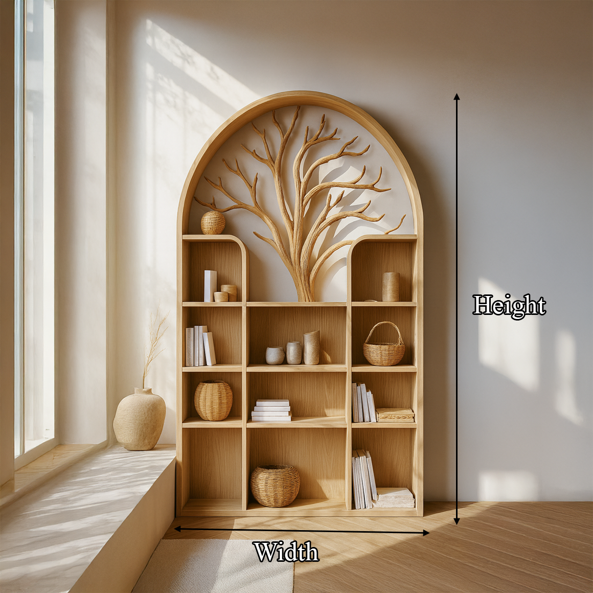 Scandinavian Rustic Tree Style Storage Cabinet Entryway And Living Room SINLSASC240