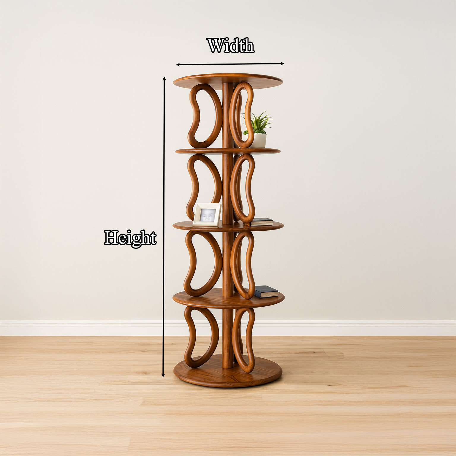 Rustic Round Bookshelf Living Room SINLSATT032