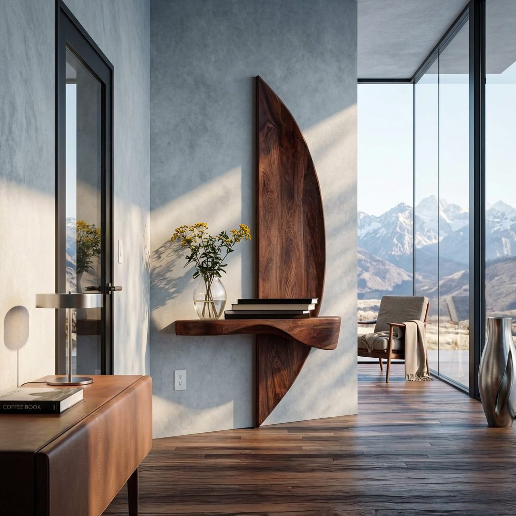 Contemporary Floating Shelf Sculptural For Entryway RTTHTTFL012