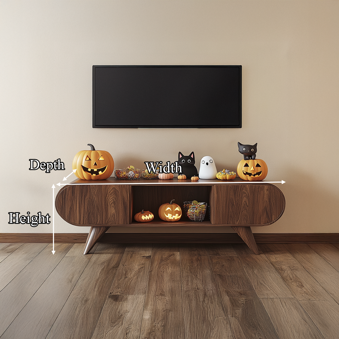 Mid Century Halloween TV Stand Cabinet Modern Living Space SINLSASC226