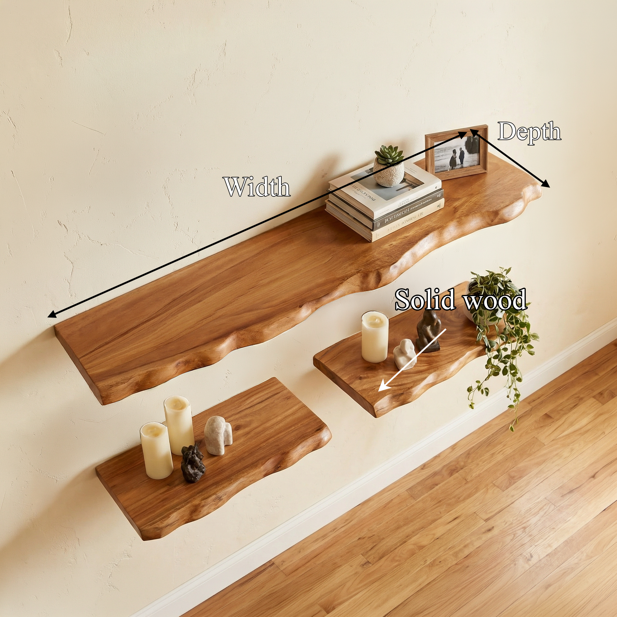 Minimalist Wooden Floating Shelves For Living Room Wall Storage And Home Decor SINLSAFL513