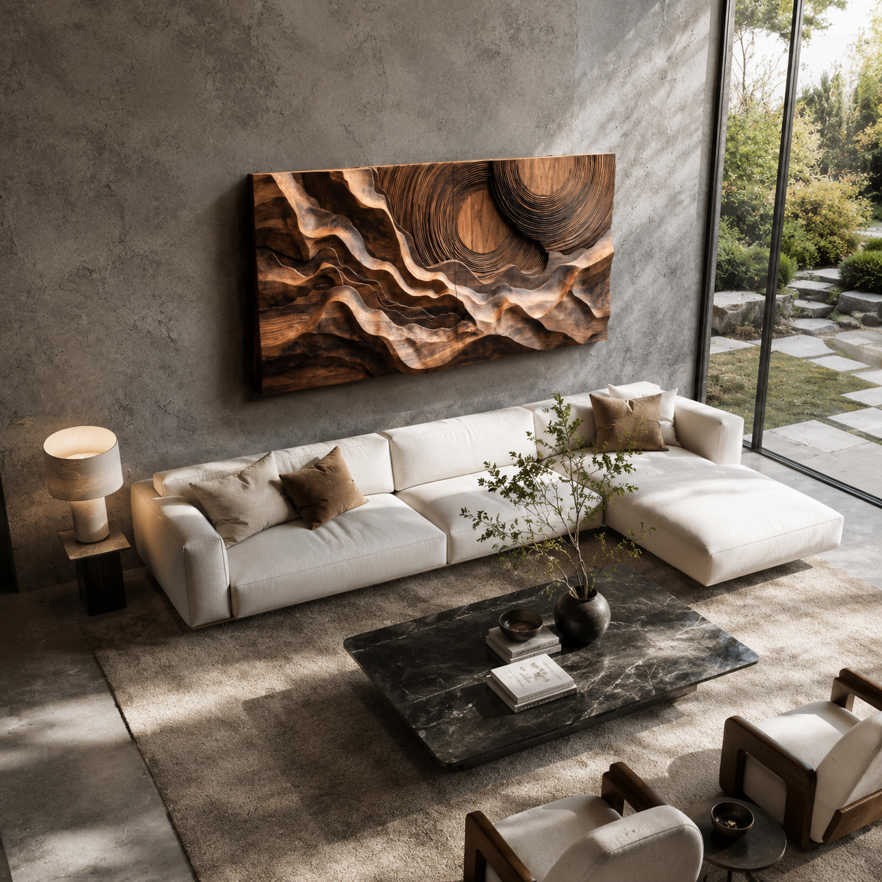 Abstract Sculptural Wood Wall Art With Concentric Circles For Living Room Or Bedroom SITHTTWA005