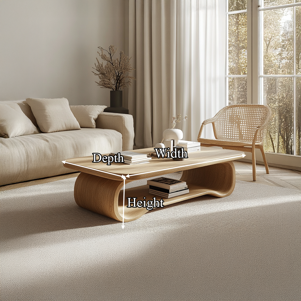 Scandinavian Curved Coffee Table Living Room Or Lounge Room SINLSACF224