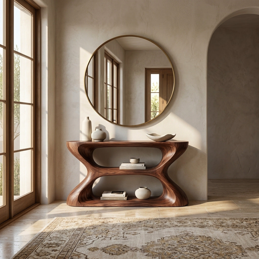 Organic Style Natural Wood Console Table For Living Room RTTHHNCS046