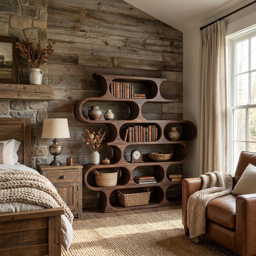 Organic Oval Bookshelf For Living Room Or Creative Studio SITHTTBS021