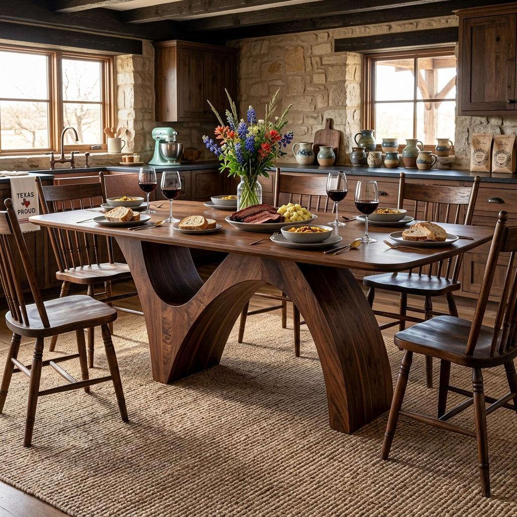 Farmhouse Wooden Dining Table With Organic Shape For Kitchen RTTHTTDN047