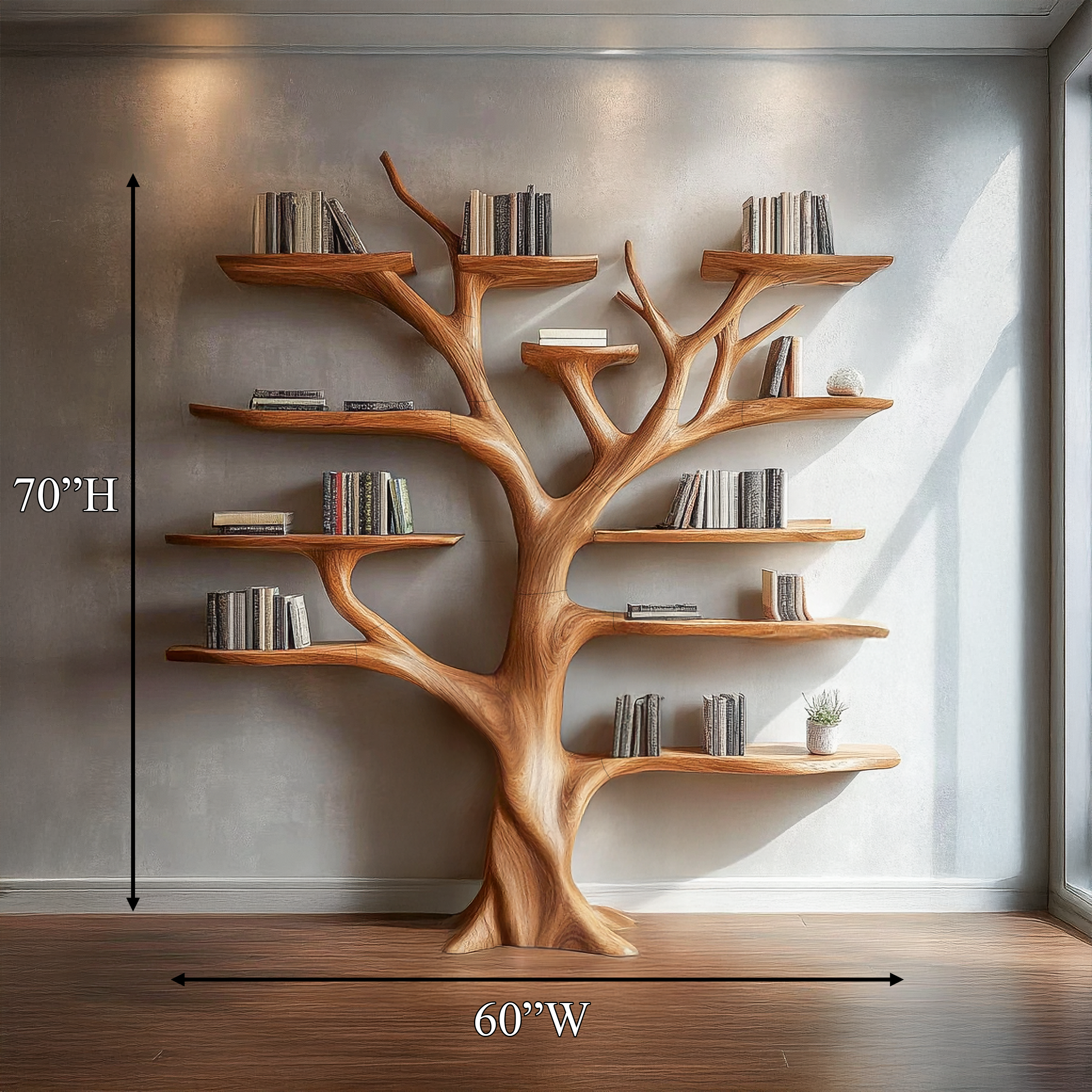 Organic Modern Artistic Bookshelf For Living Room And Home Office SINLSATB629