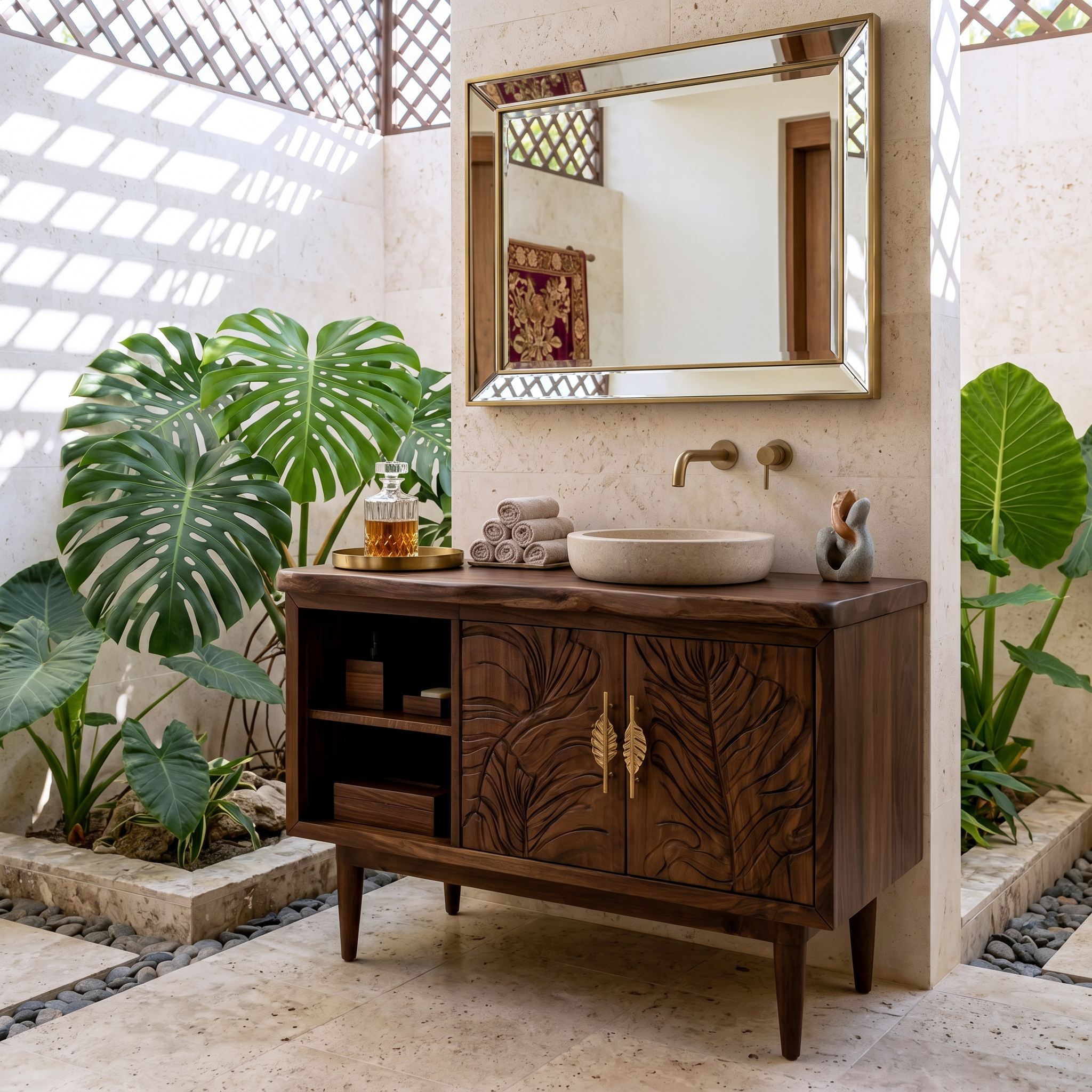 Luxury Wood Vanity Unit For Master Suite SILDTTRBRV162