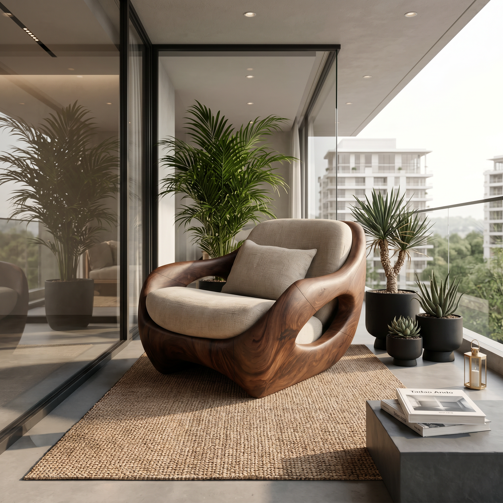Artistic Organic Lounge Seating Open Carved Frame For Living Room RTTHTTACC012