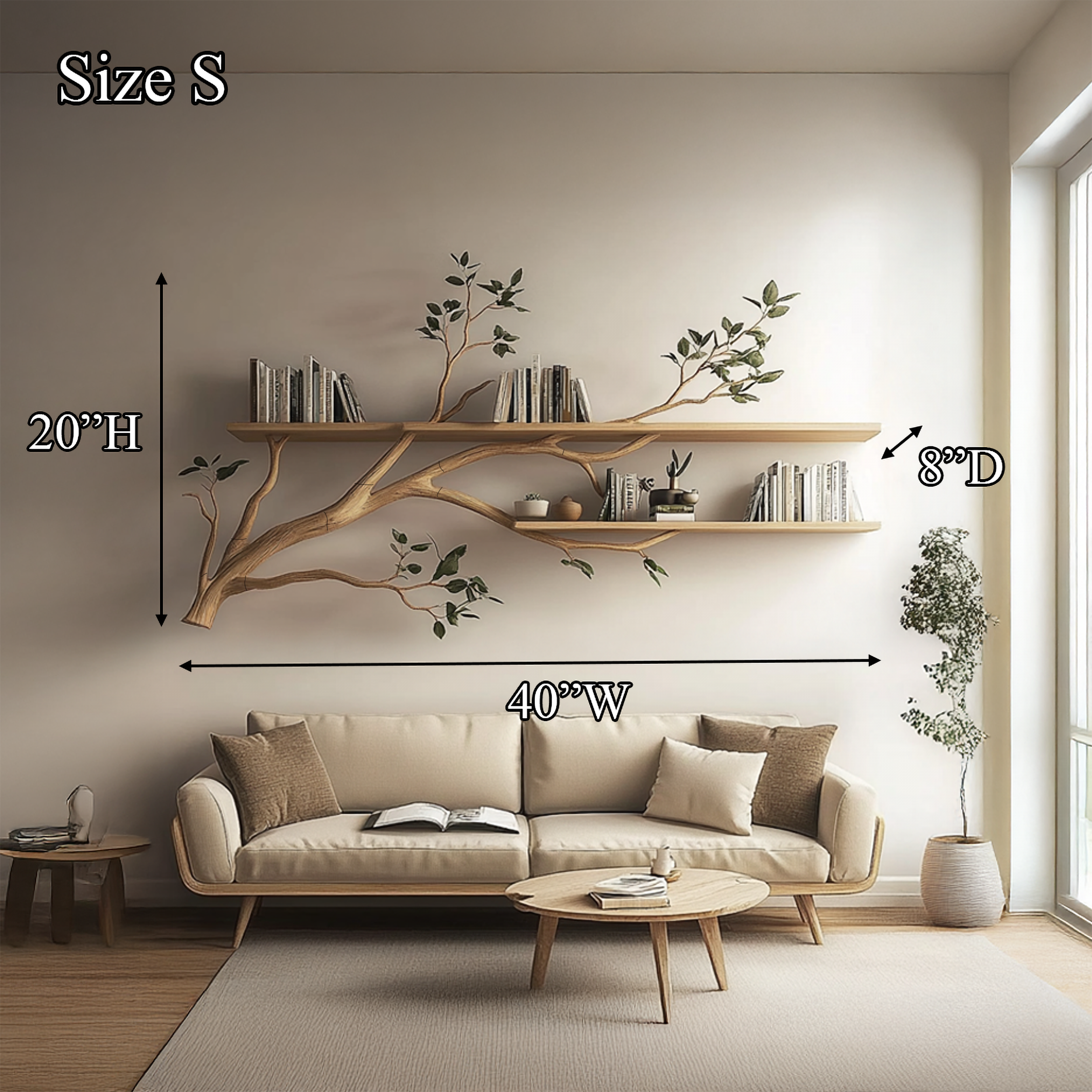 Rustic Tree Display Shelf Cozy Living Dining Room SINLSATBS051
