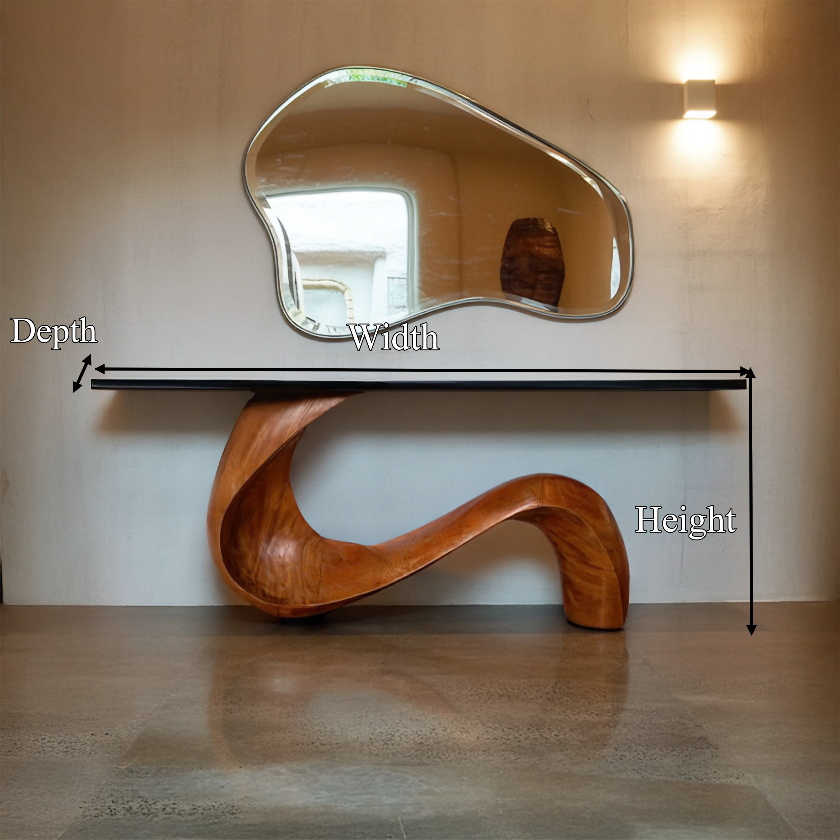 Midcentury Sculptural Wood Console Table Entryway SINLSACS440