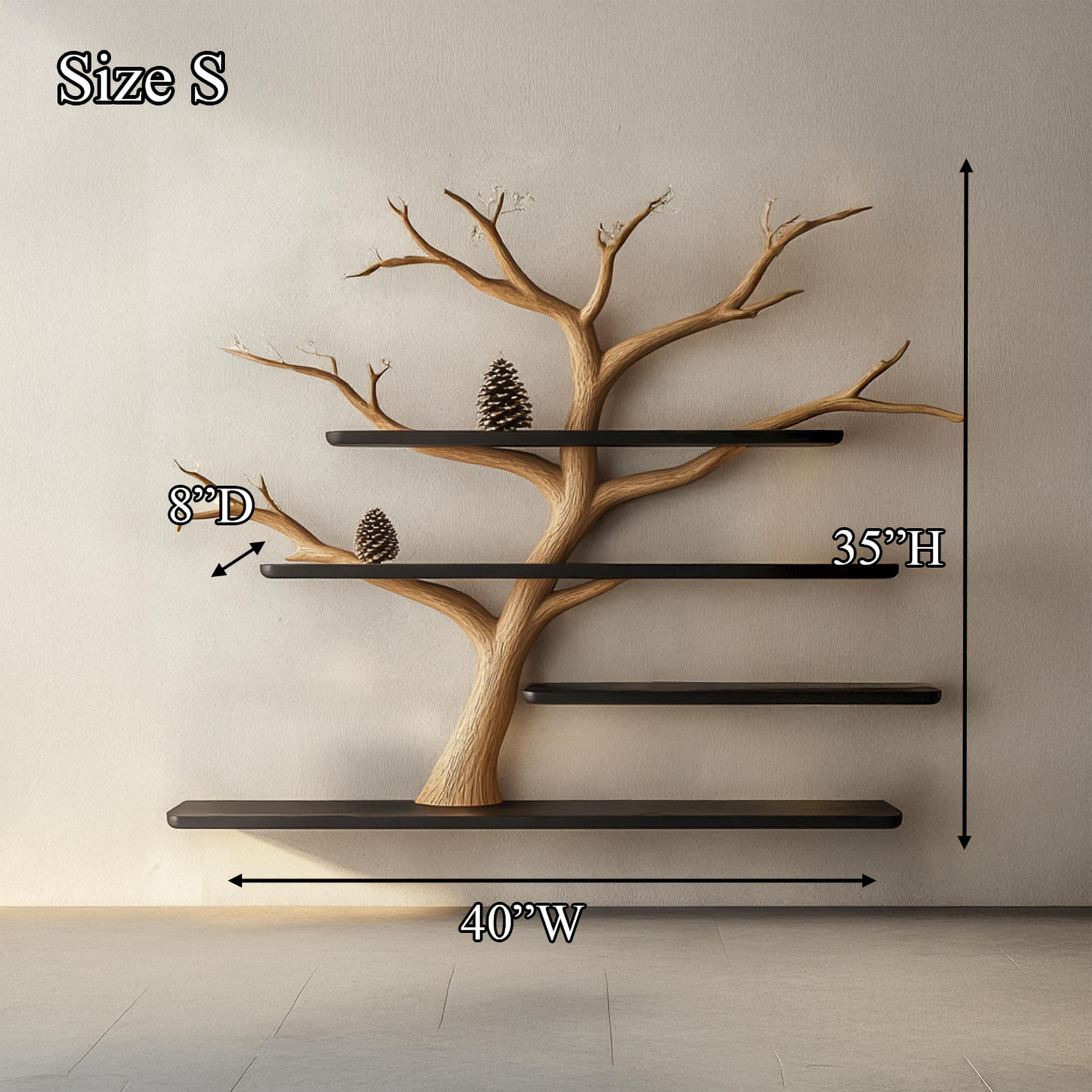 Rustic Tree Wall Shelf Christmas Accent Home SINLSATBS101