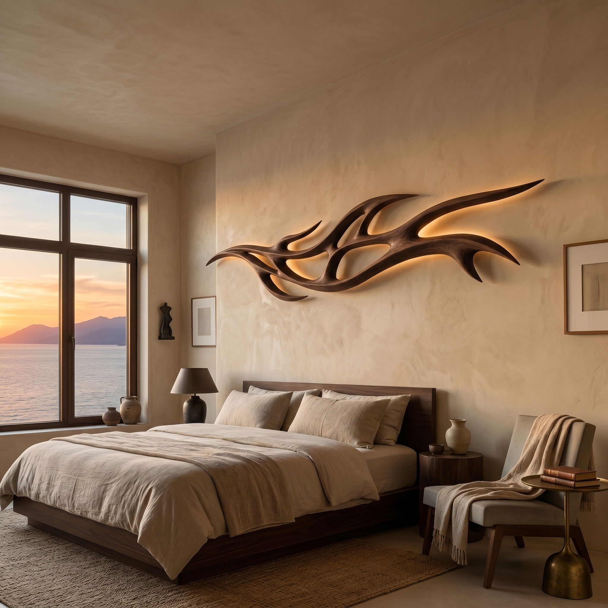 Organic Carved Wood Lamp Branch Design For Above Bed Decor RTTHTTLAM058