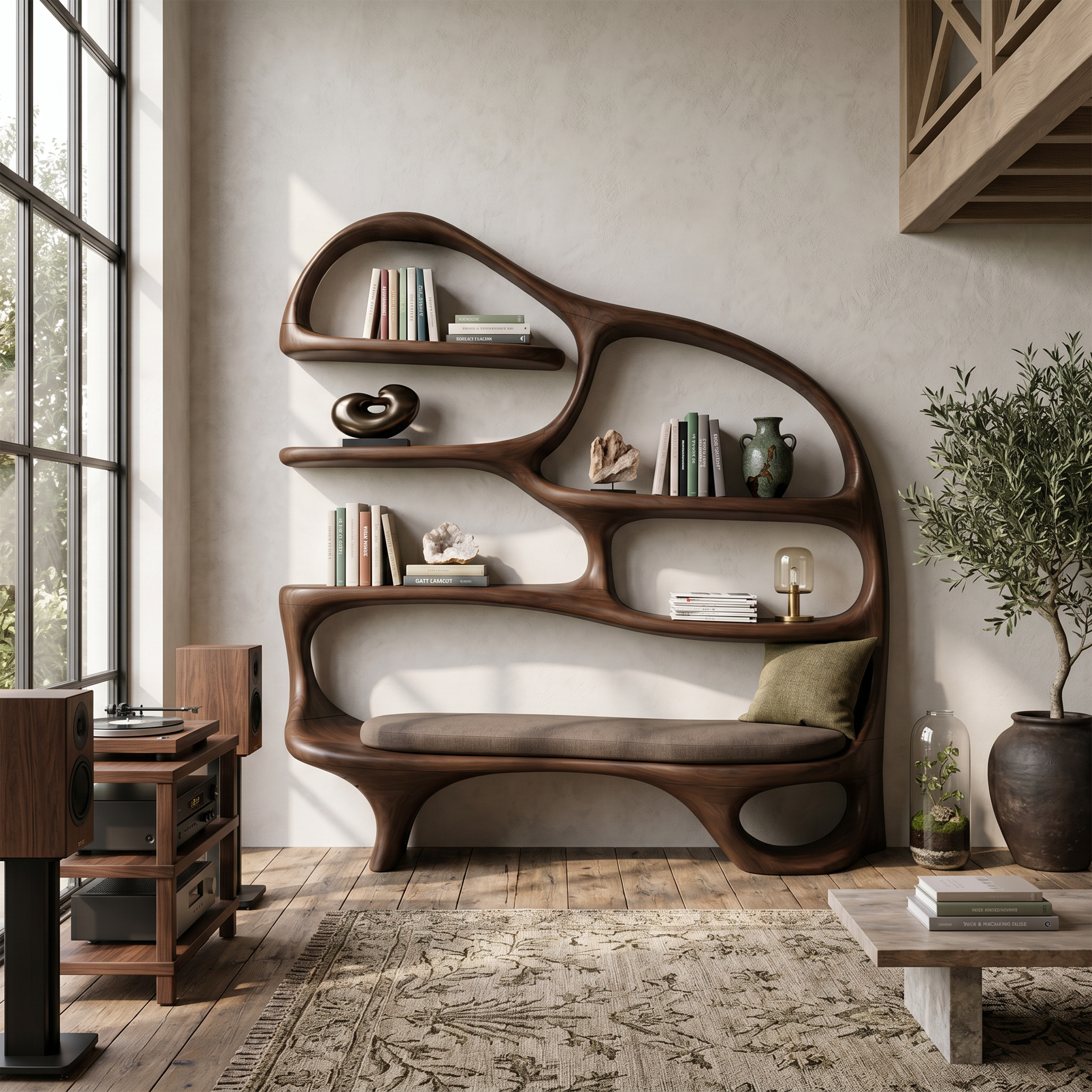 Modern Reading Nook Bookcase For Contemporary Living Room SILDTTNBS057
