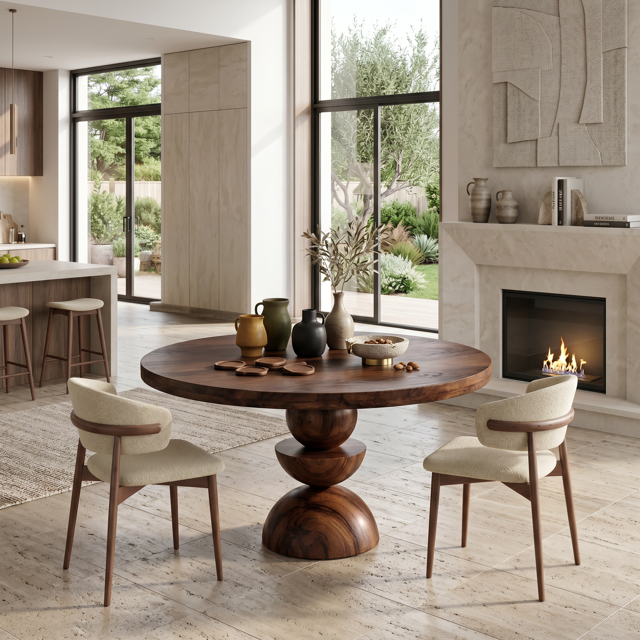 Modern Round Dining Table With Geometric Base For Kitchen And Dining Room SITHTTDN001
