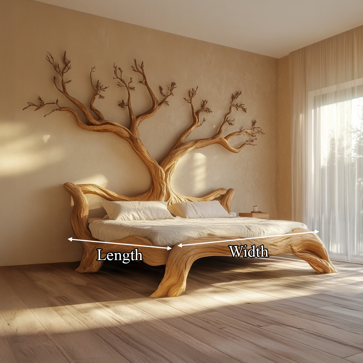 Rustic Rustic Sculptural Tree Bed Organic Bedroom SINLSAWB074
