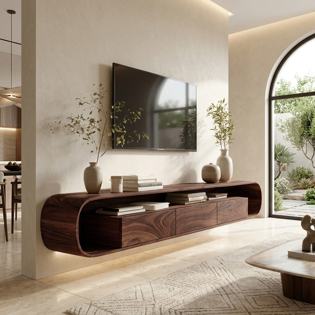 Organic Modern Floating TV Console For Living Room RTTHHNTVC059