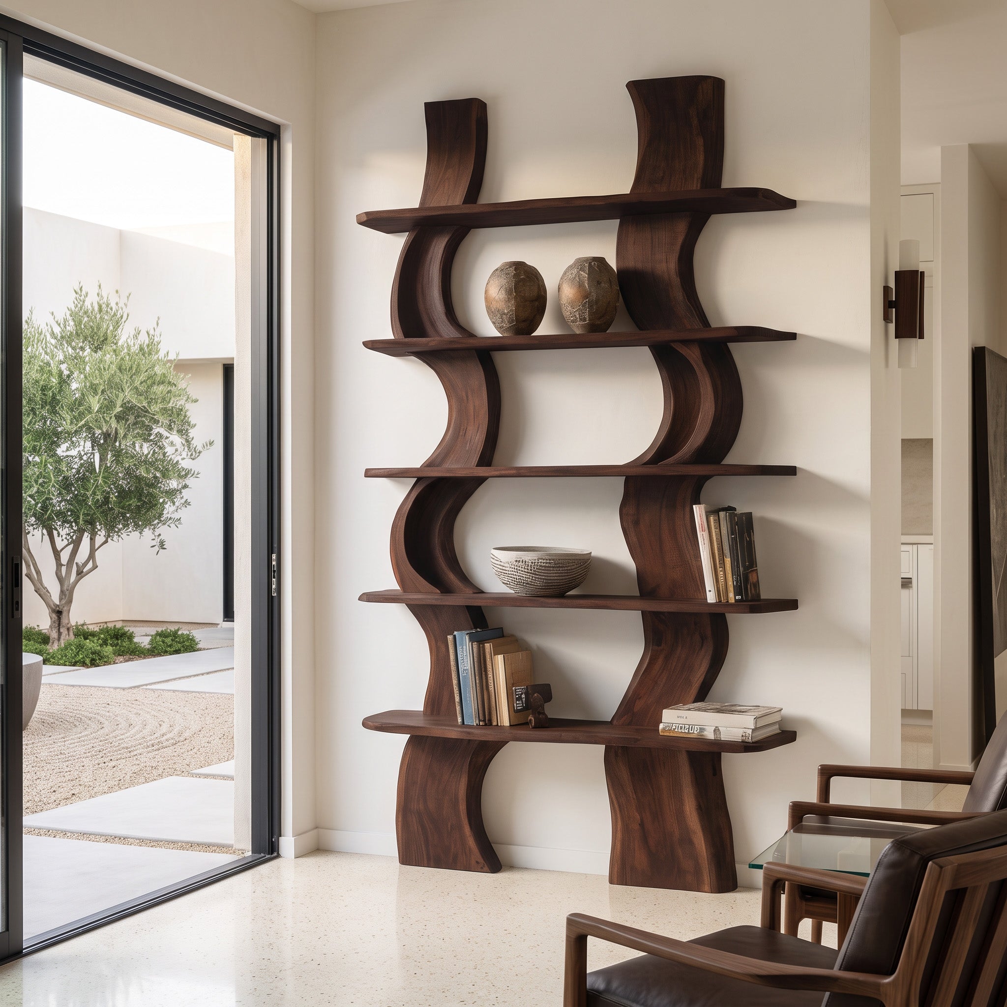 Organic Carved Shelf Storage Display For Home Office RTTHHNFL032