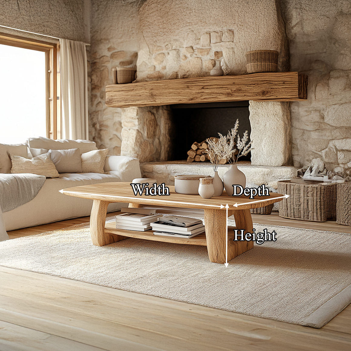 Rustic Organic Coffee Table Living Room Or Cottage Room SINLSACF229