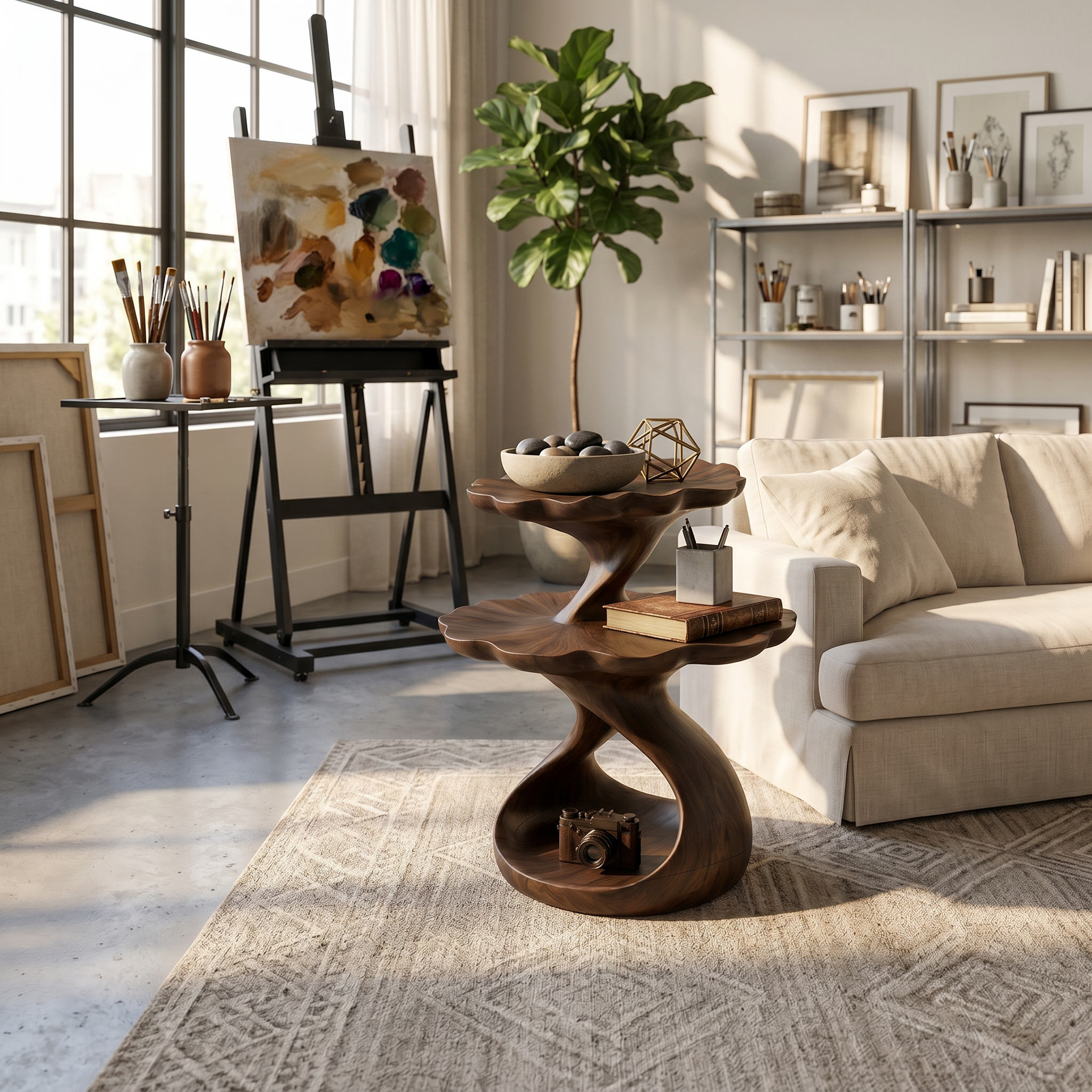 Mediterranean Two Tier Side Table Courtyard Living Room SILDTTRSTA026