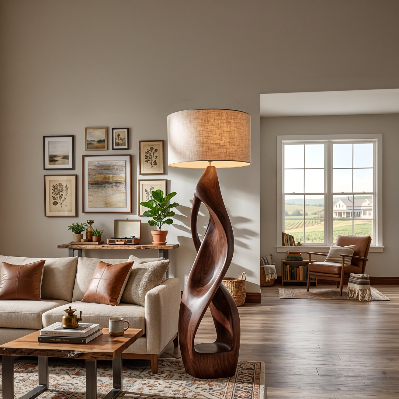 Modern Wooden Floor Lamp Twisted Body For Guest Room RTTHTTLAM045