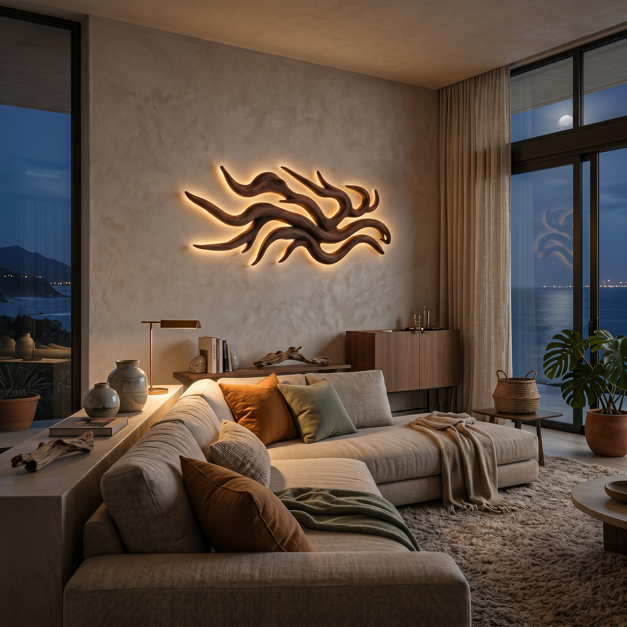 Artistic Wood Wall Light Flowing Root Design For Bedroom Decor RTTHTTLAM060