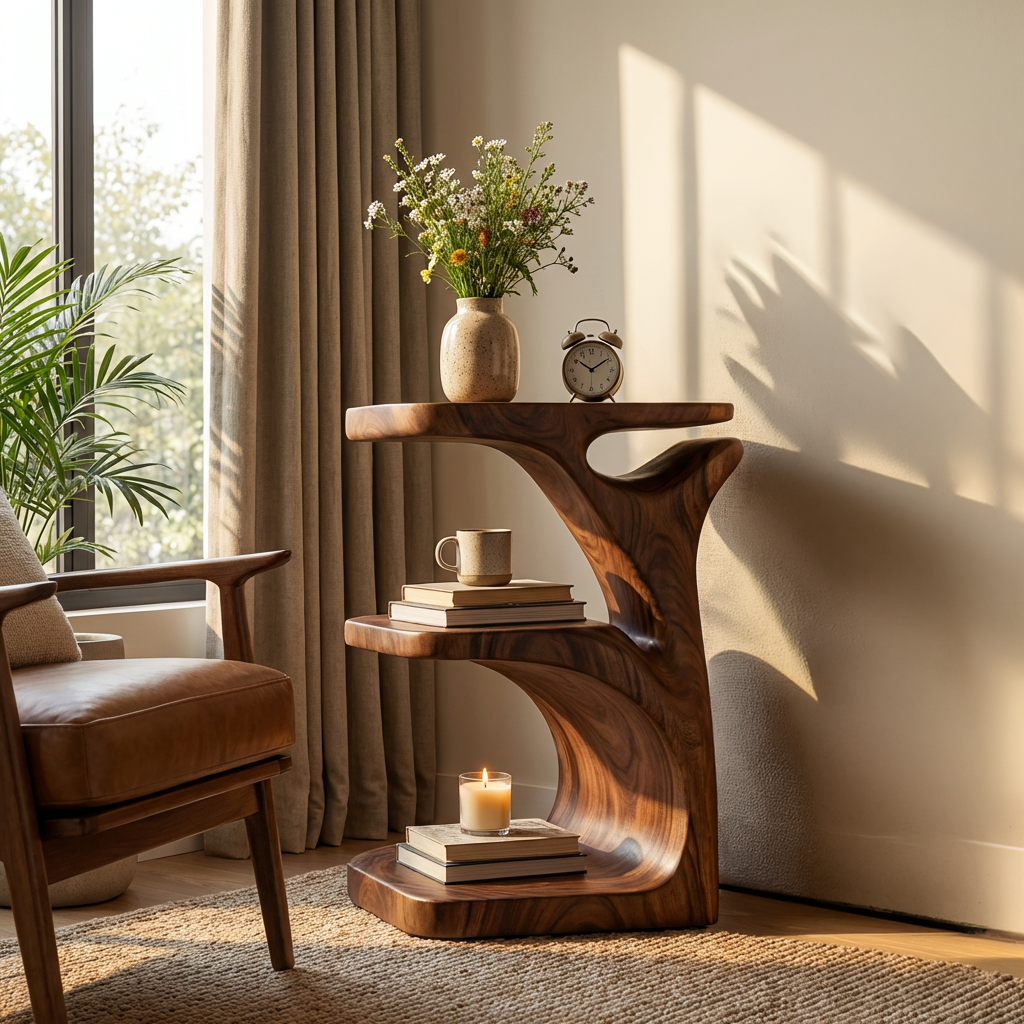 Modern Wooden Nightstand With Open Shelf For Bedroom RTTHTTNS034