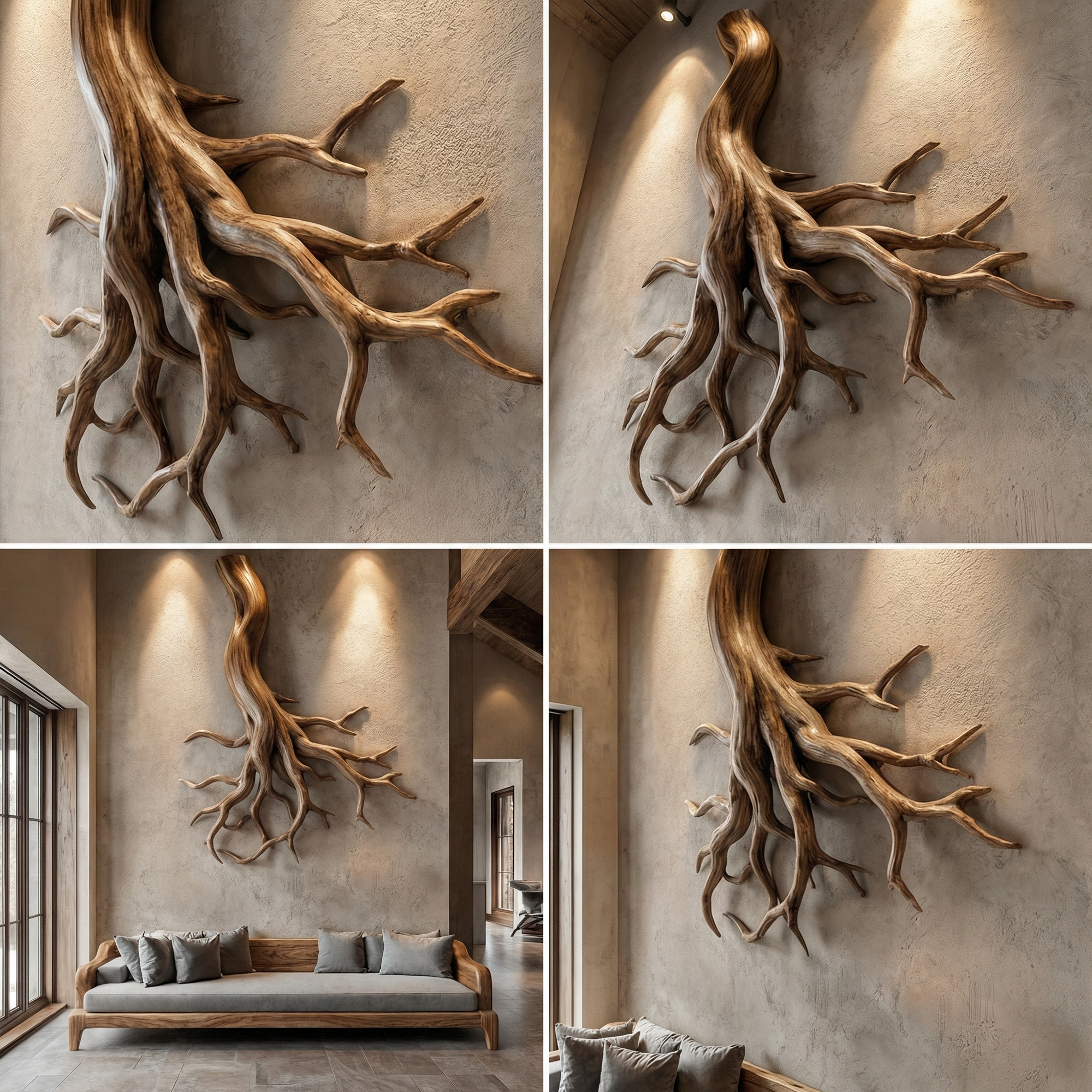 Rustic Organic Root Sculpture Wall Decor Living Room And Hallway SINLKIWD057