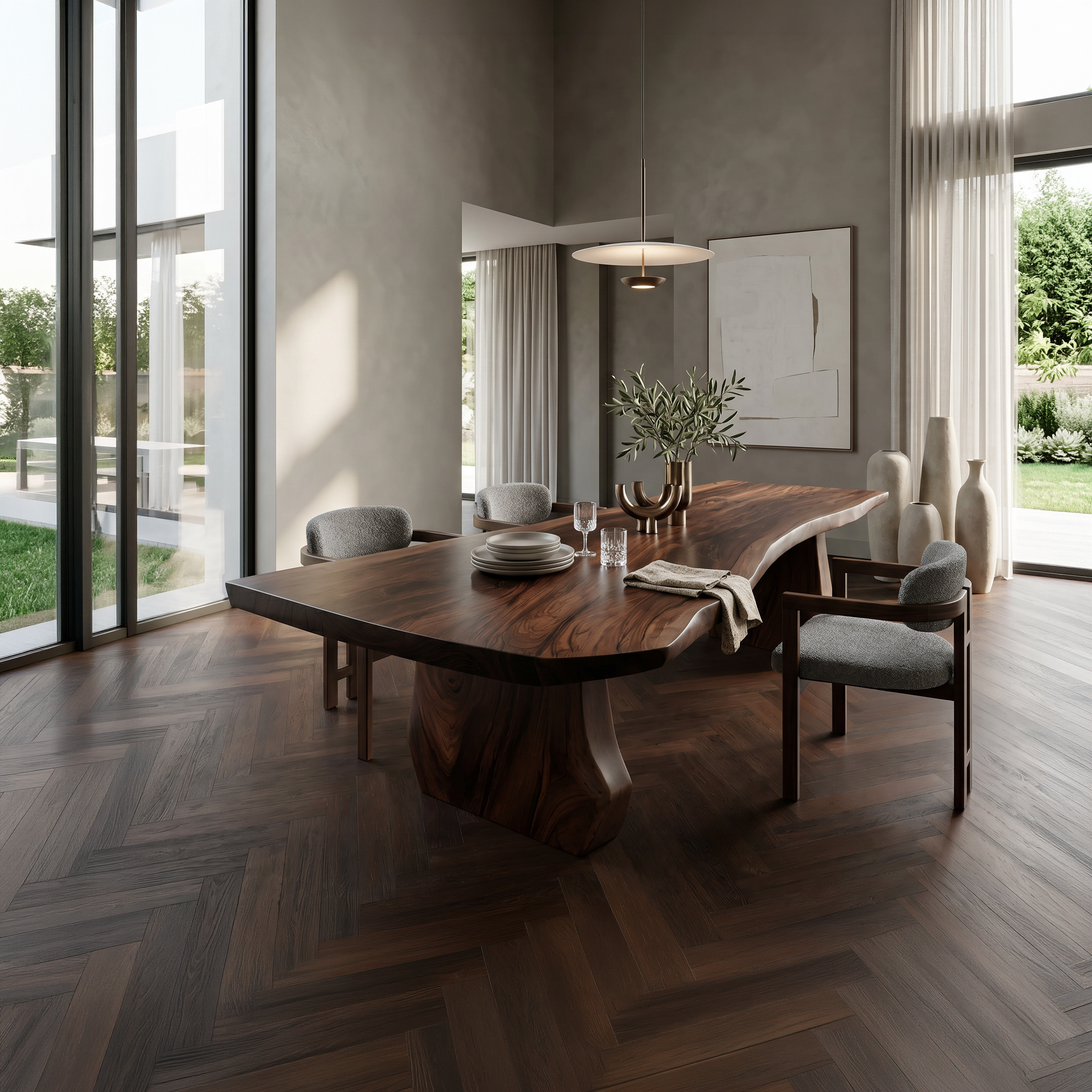 Contemporary Sculpted Base Dining Table For Modern Dining Interior SILDTTNDN034