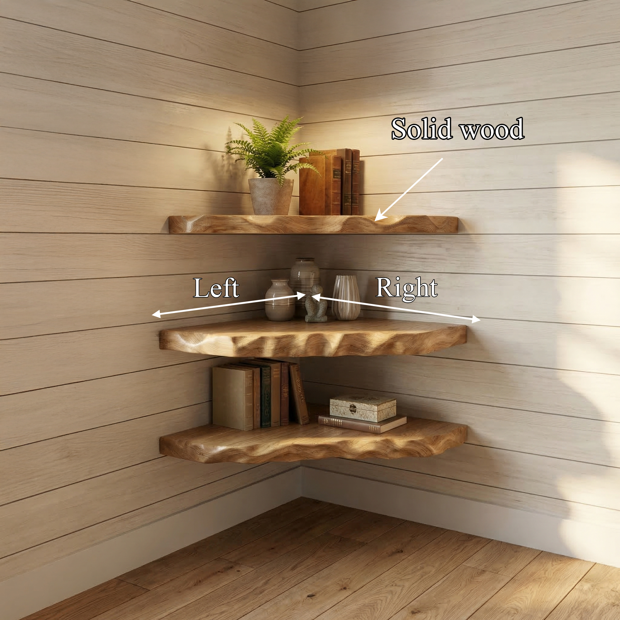 Rustic Floating Corner Display Shelf For Living Room And Lounge SINLSACN019