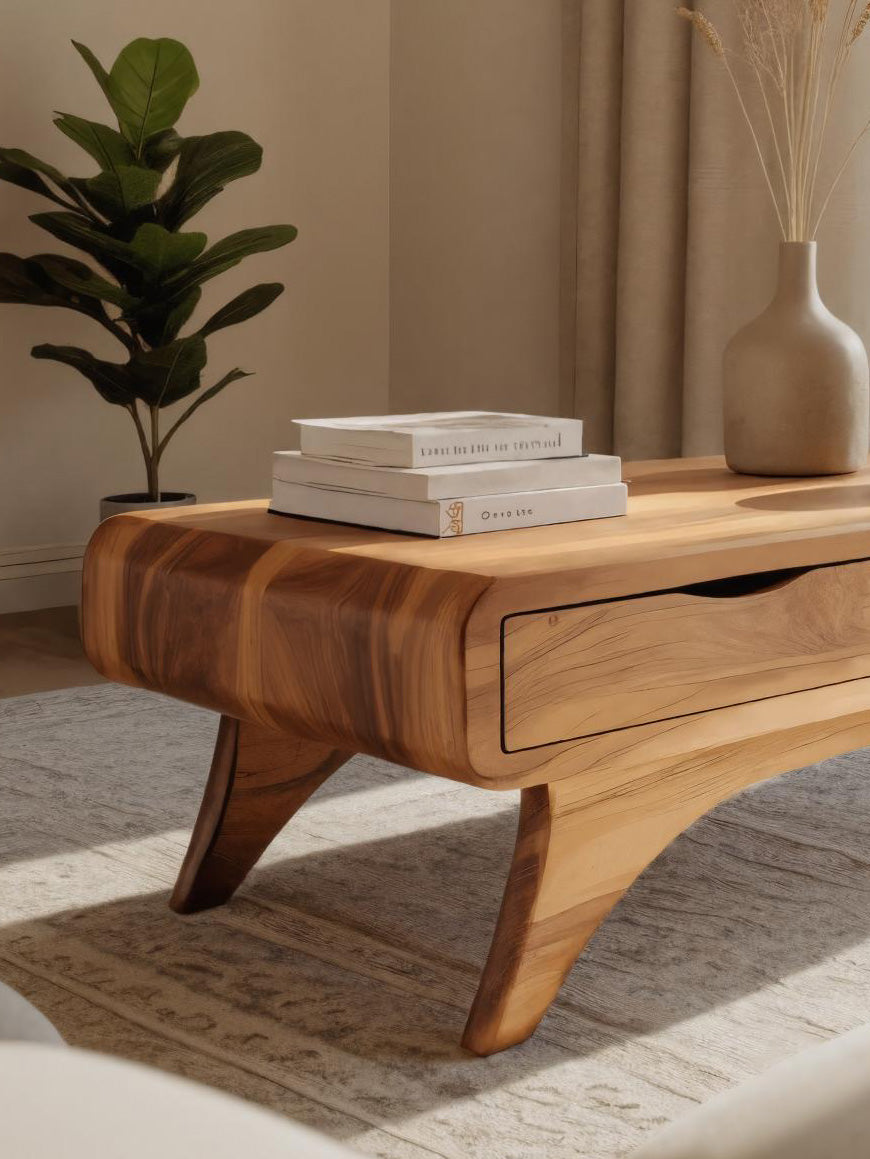 Handcrafted Coffee Table With Drawers For Living Room SITHHNCF012