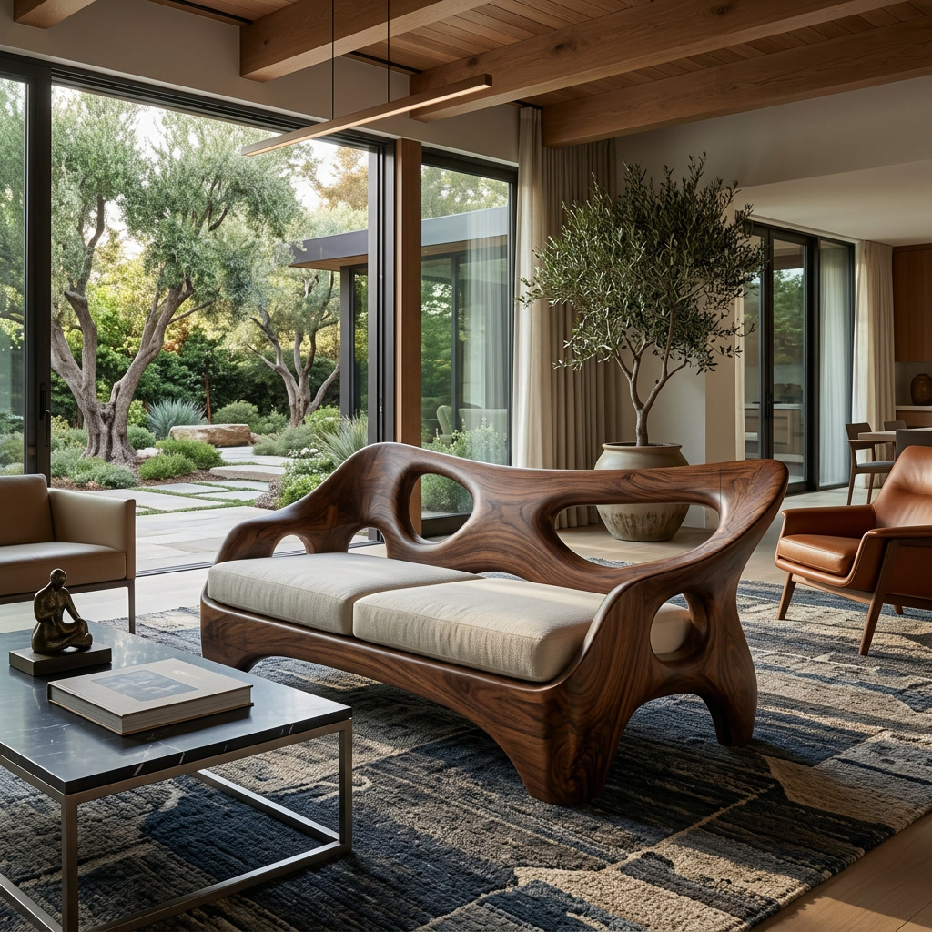 Luxury Wooden Sofa Sculptural Design For Home RTTHTTSF029