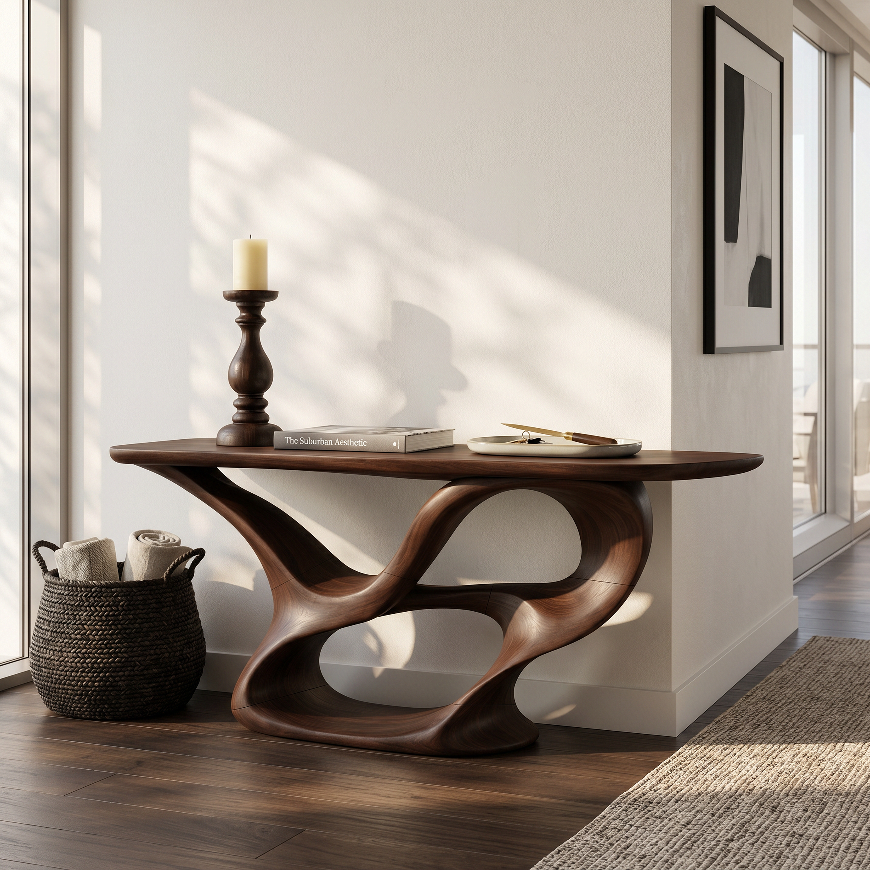 Organic Carved Console Table Contemporary Entryway SILDTTRCS084