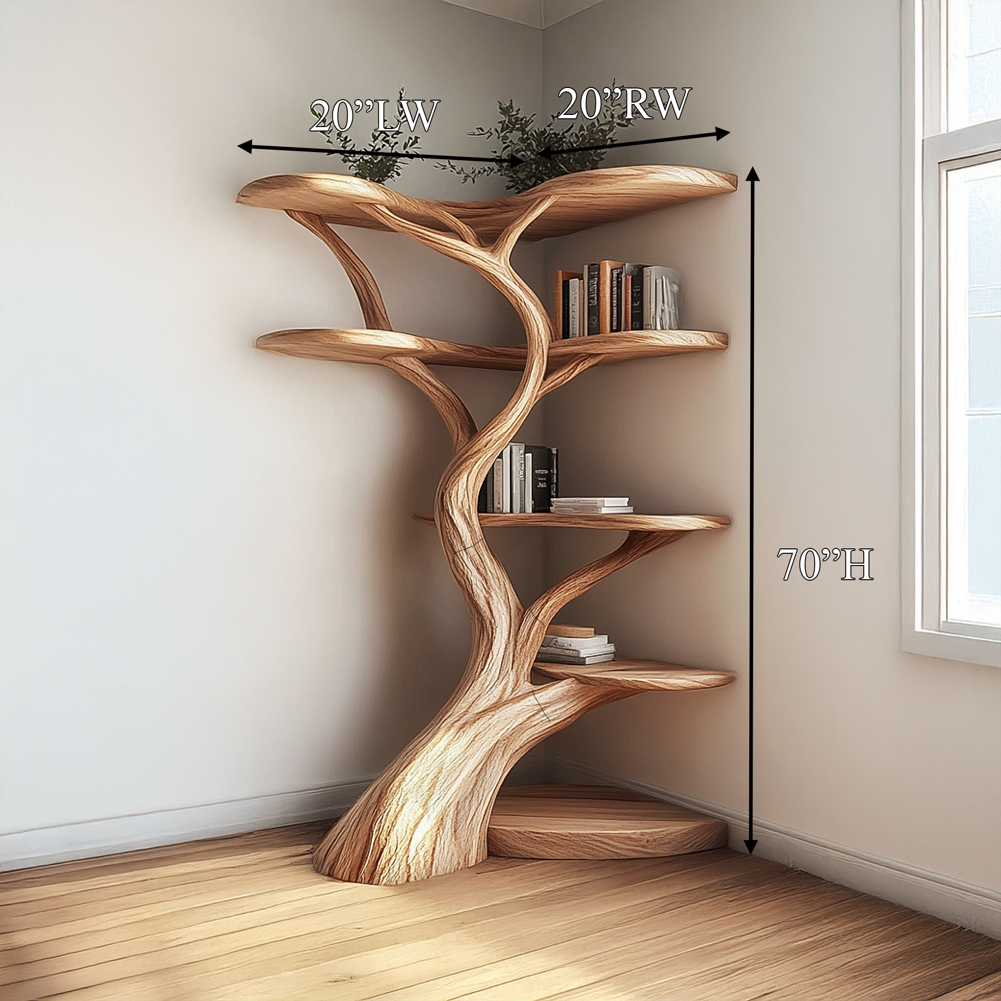 Rustic Tree Corner Shelf Living Room Or Bedroom SINLSATB693